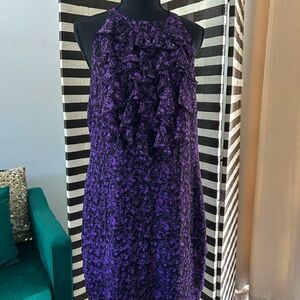 Purple Floral Halter Dress